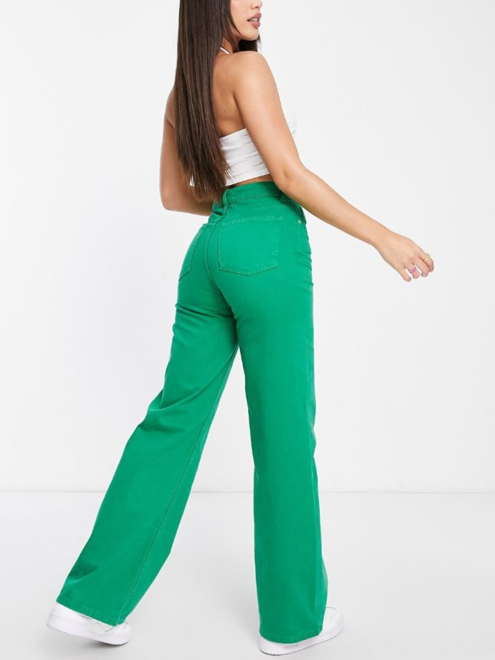 ASOS Designs NWOT Green Flare Jeans Size 36x32 Stretchy Denim